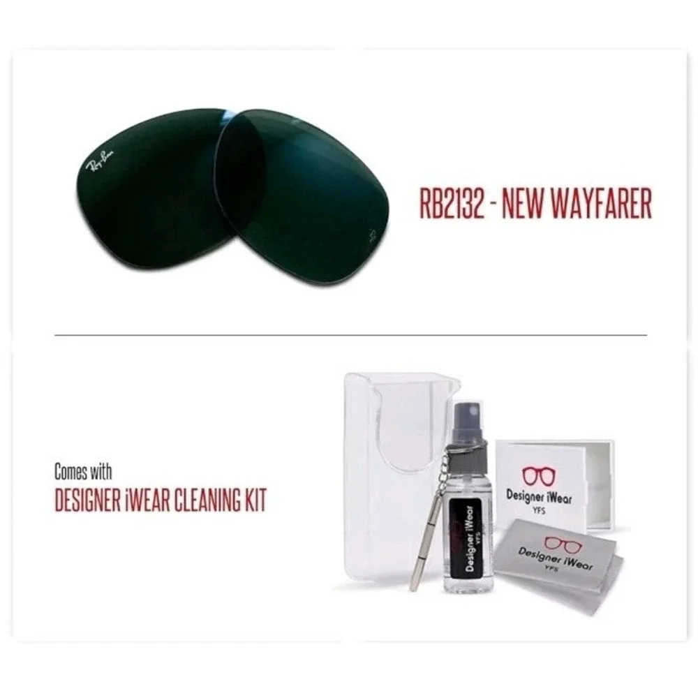 Authentic RB2132 New Wayfarer Replacement Lenses Crystal Green -  iWear Care Kit